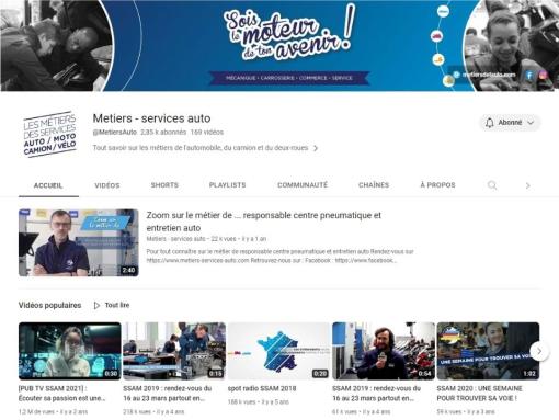 Capture de la chaine YouTube des Métiers des services de l'auto moto camion velo